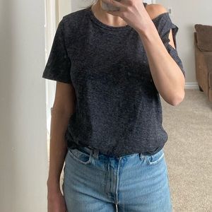 Women’s Abound Nordstrom cold shoulder distressed charcoal gray tshirt size XS
